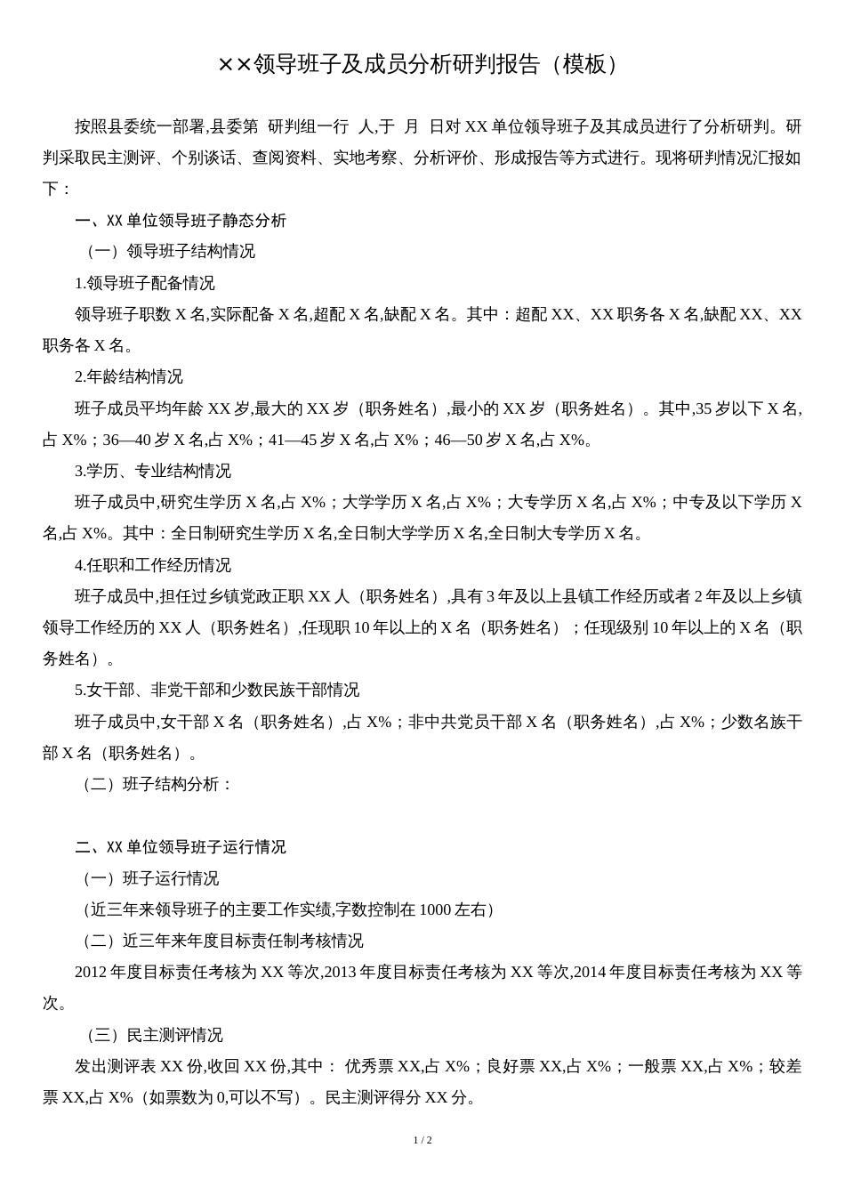 ××领导班子及成员分析研判报告(模板)[1][共2页]_第1页