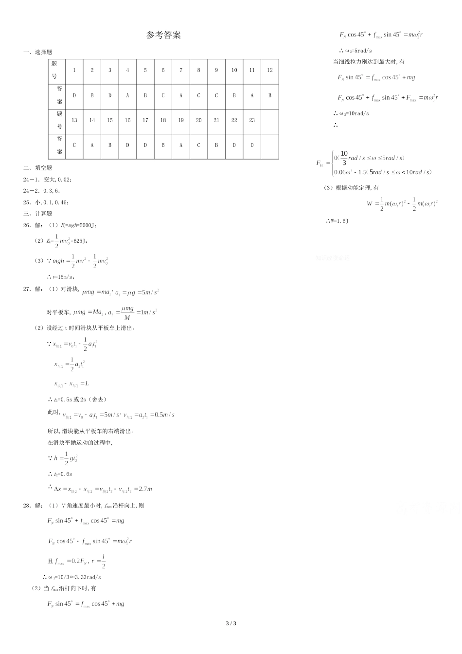 2009江苏学业水平测试物理真题及答案_第3页