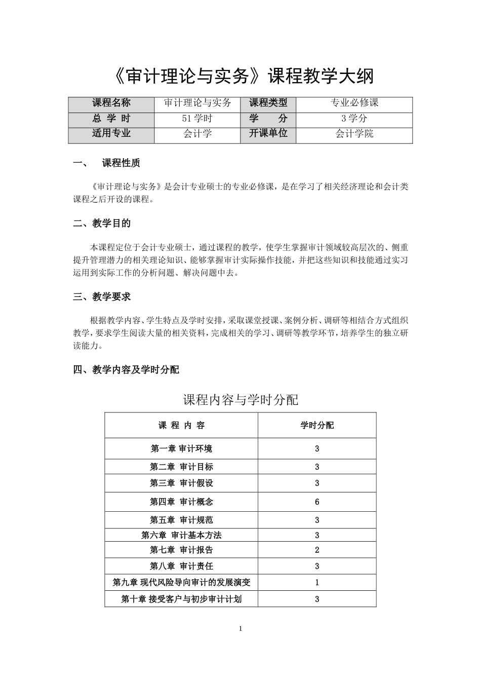 审计理论与实务课程教学大纲_第1页