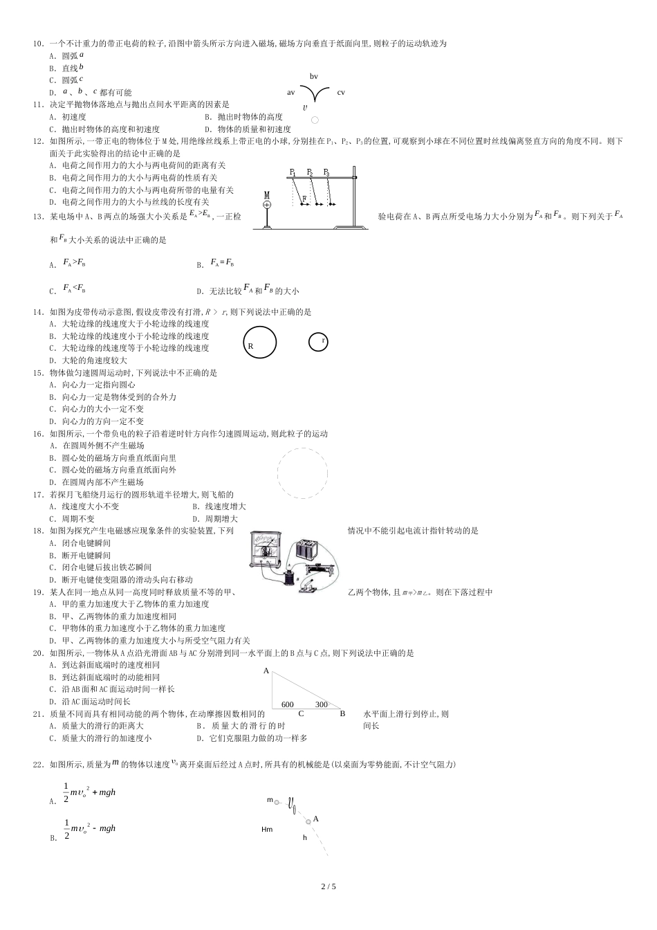 2011年江苏省普通高中学业水平测试(必修科目)试卷物理_第2页