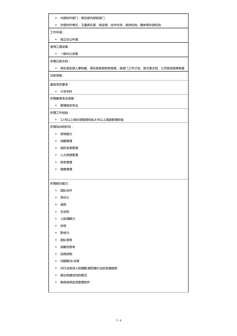 1.俱乐部总经理岗位说明书_第3页