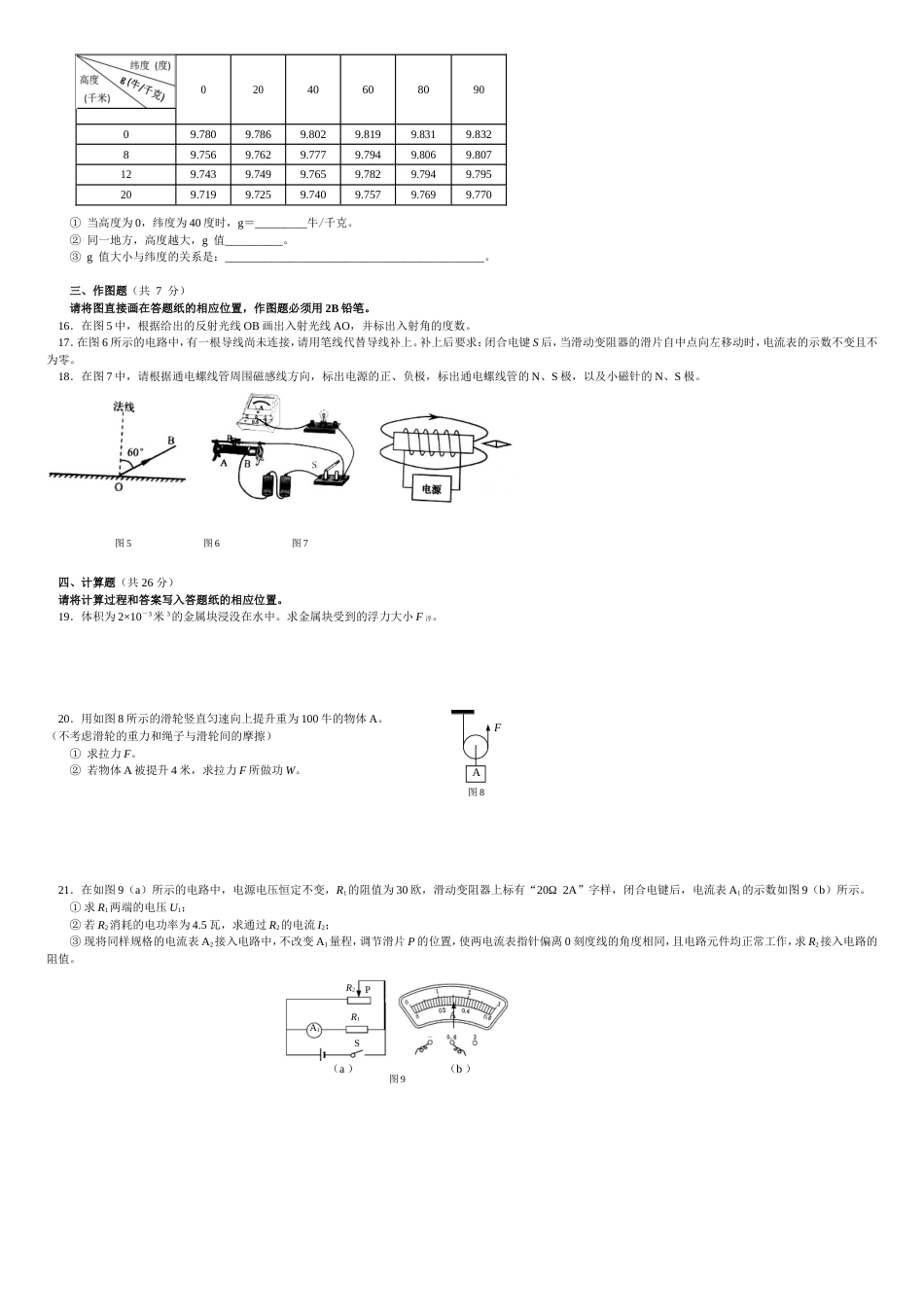 6-2017年普陀区中考物理二模卷含答案[共8页]_第2页