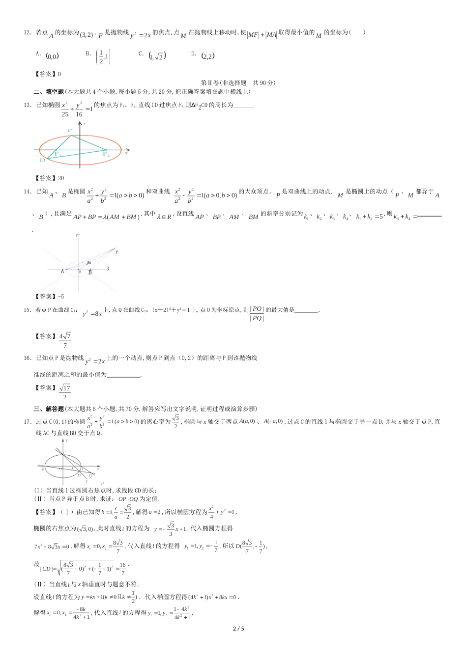 上海市复旦大学附中2013届高三数学一轮复习-圆锥曲线与方程-沪教版_第2页