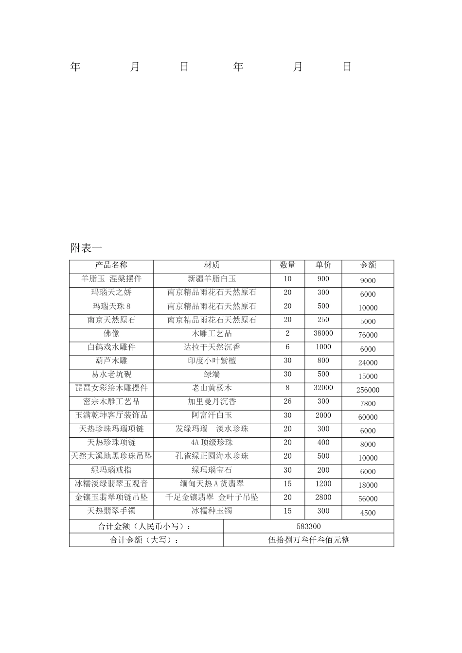 珠宝购销合同-清单_第2页