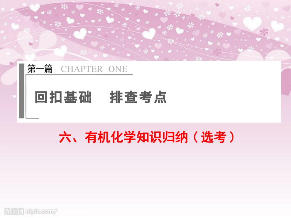 2014届高考化学二轮复习课件：第一篇-回扣基础-排查考点6-有机化学知识归纳(选考)_第1页