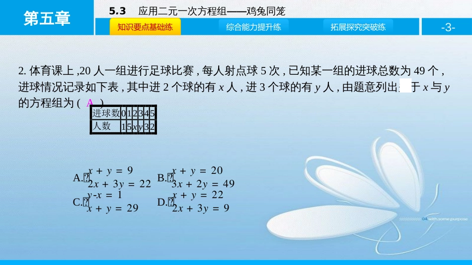 5.3应用二元一次方程组——鸡兔同笼_第3页