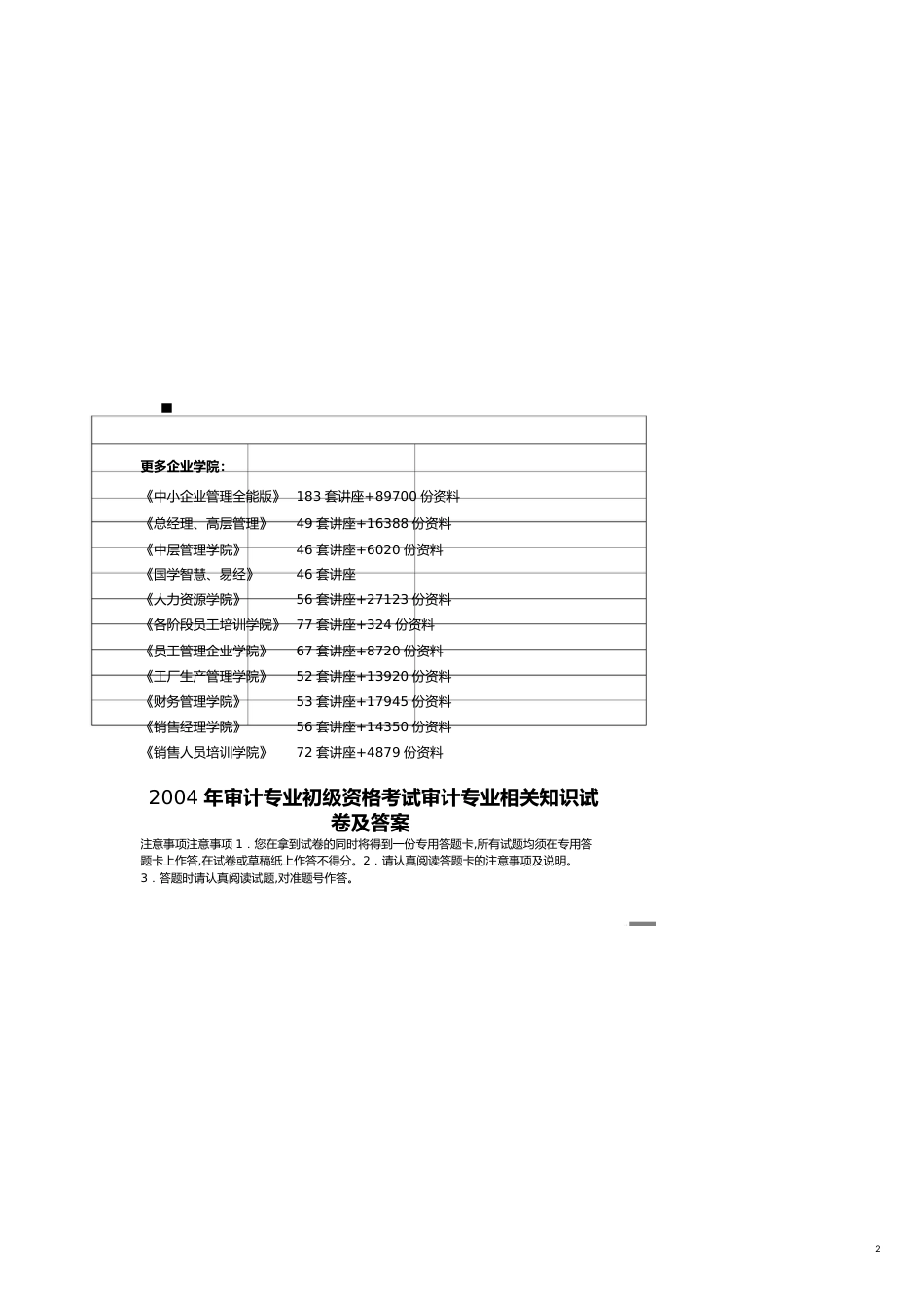 【财务管理内部审计 】审计专业相关知识考试试卷与答案_第2页