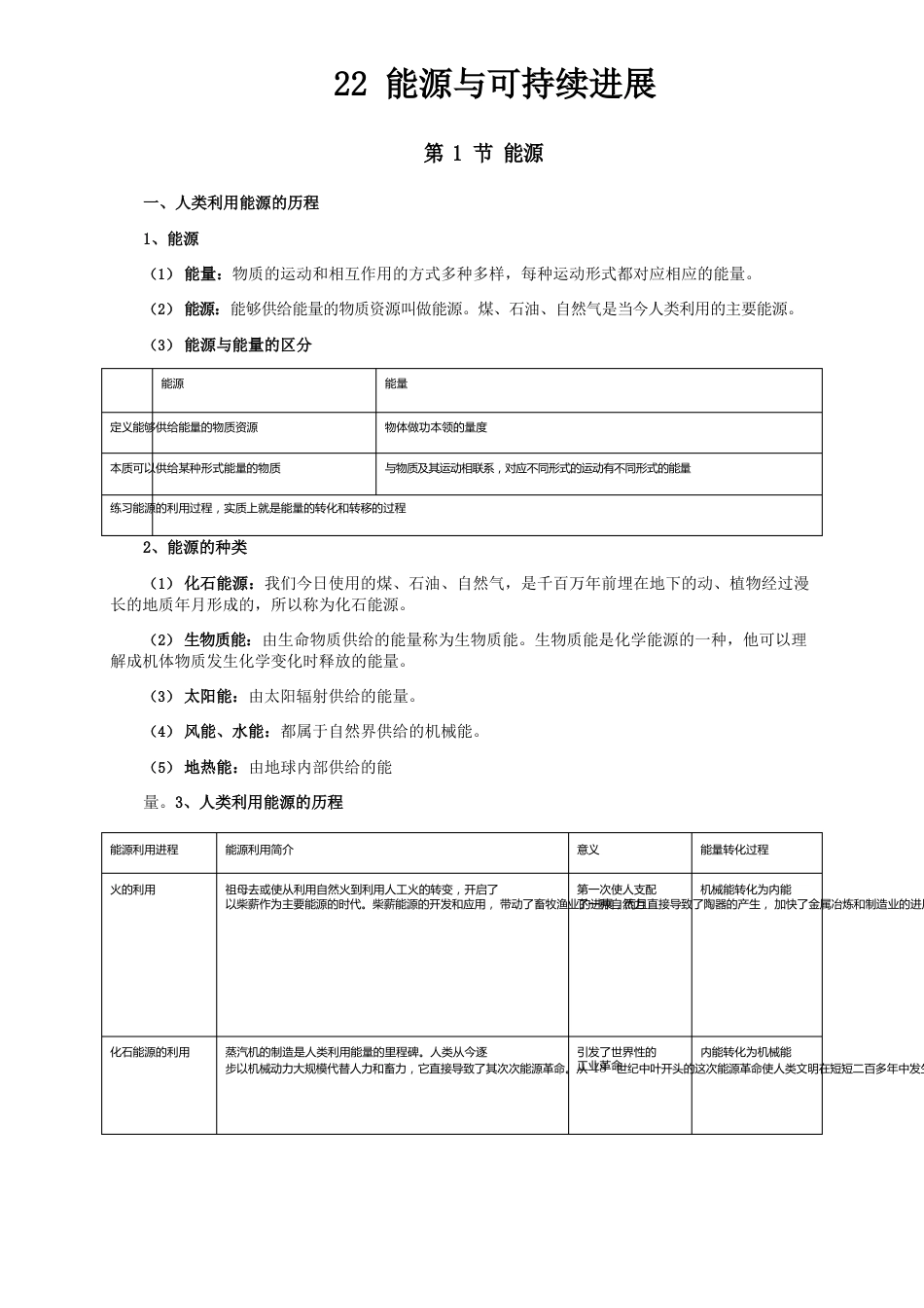 新人教版九年级物理能源与可持续发展知识点全面总结_第1页