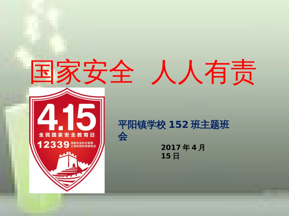 第二个全民国家安全教育日主题班会_第1页