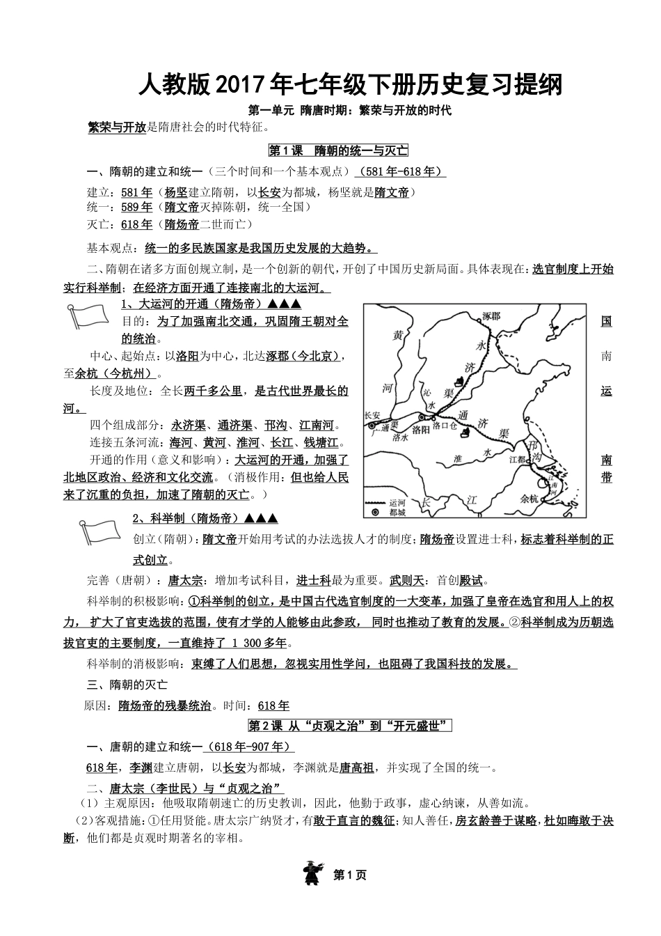 部编新人教版七年级历史下册知识点复习提纲_第1页