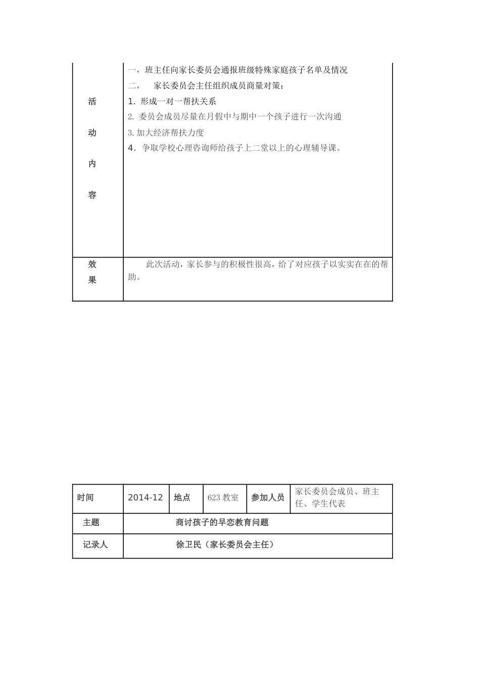 班级家长委员会名单与工作情况_第3页