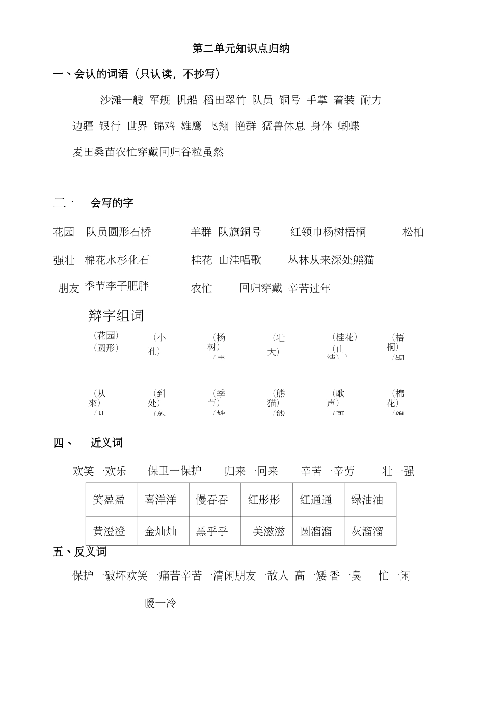 最新部编版二年级上册语文，全册知识点归纳大全及精品练习，成长系列_第3页