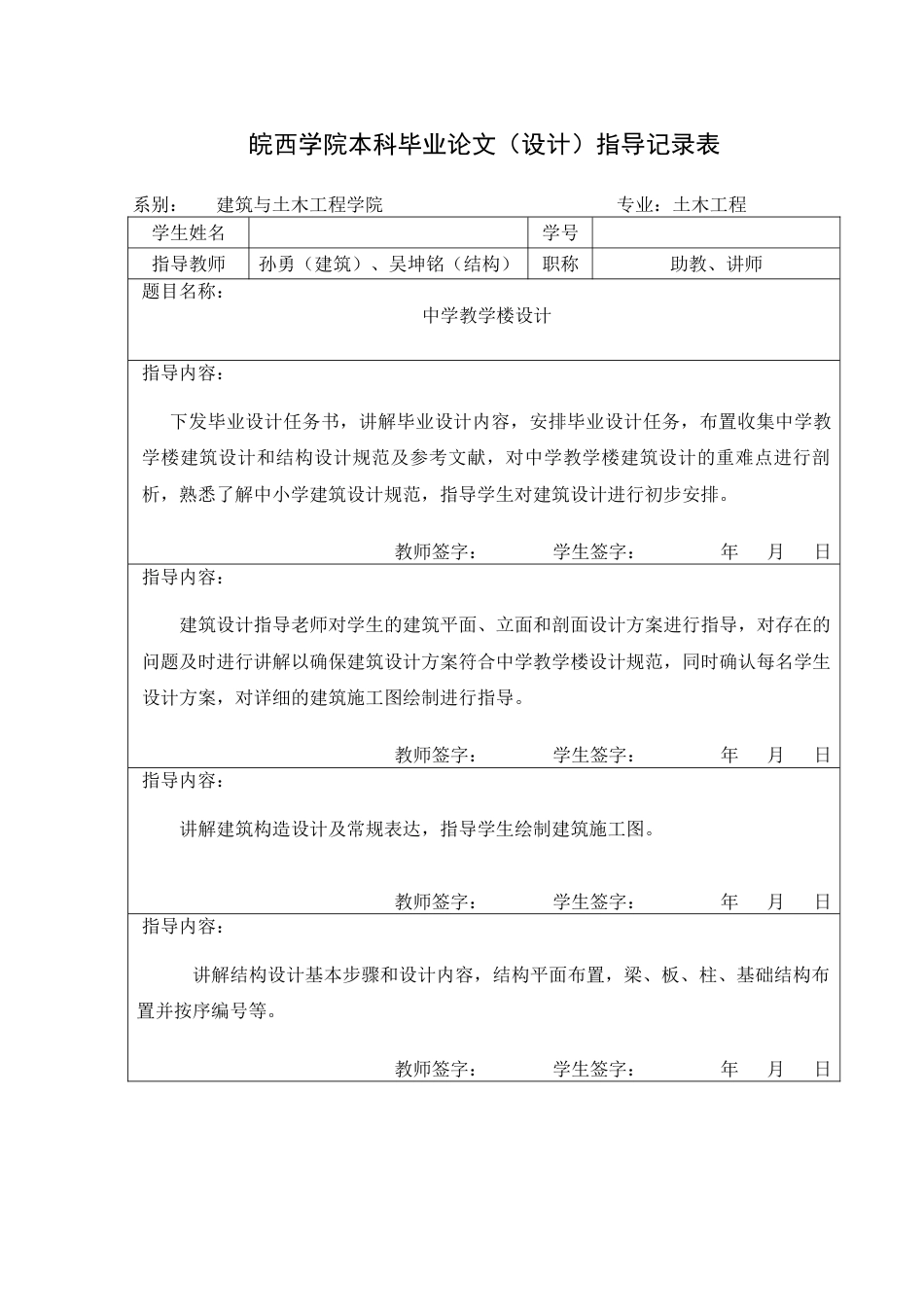 毕业设计指导记录填写样表_第1页