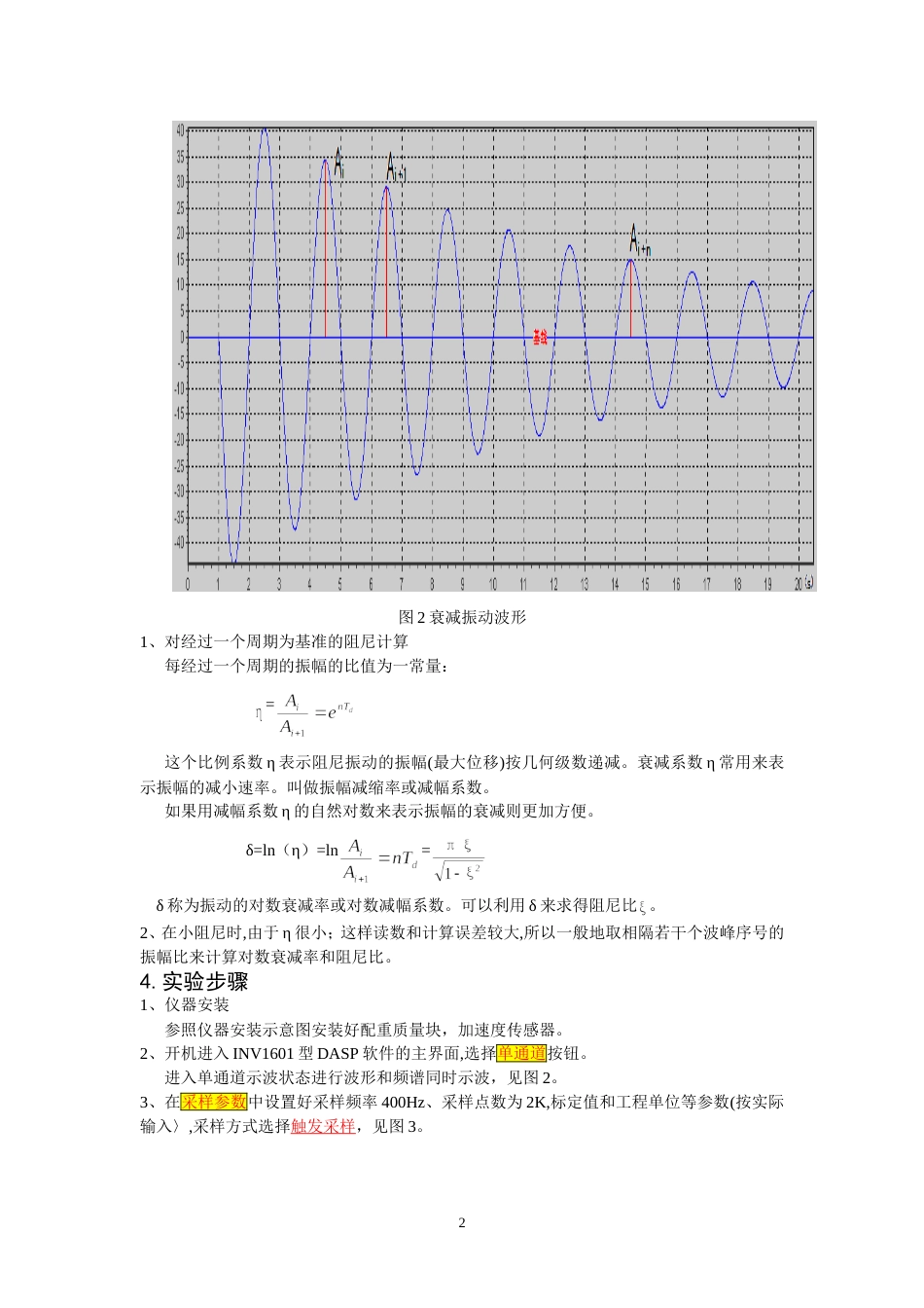 单自由度系统自由衰减振动及固有频率、阻尼比(共6页)_第2页