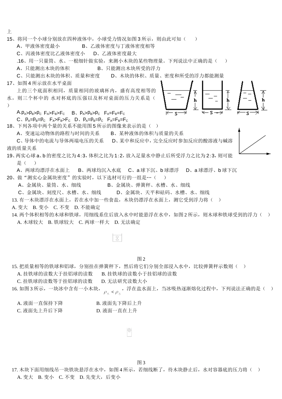 初中物理力学复习题_第2页