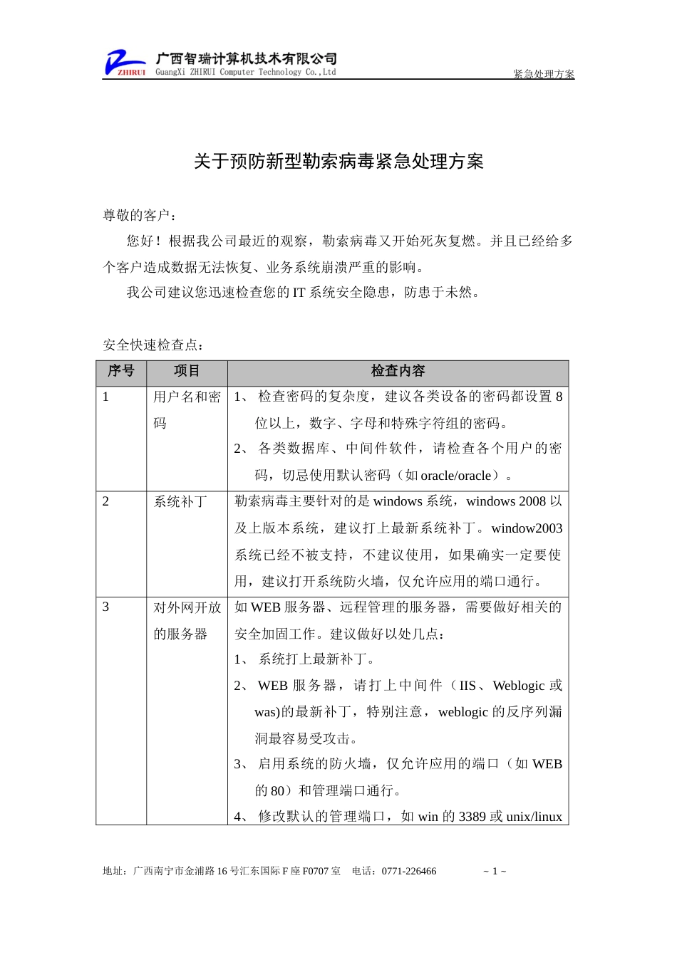 关于预防勒索病毒紧急处理方案_第1页