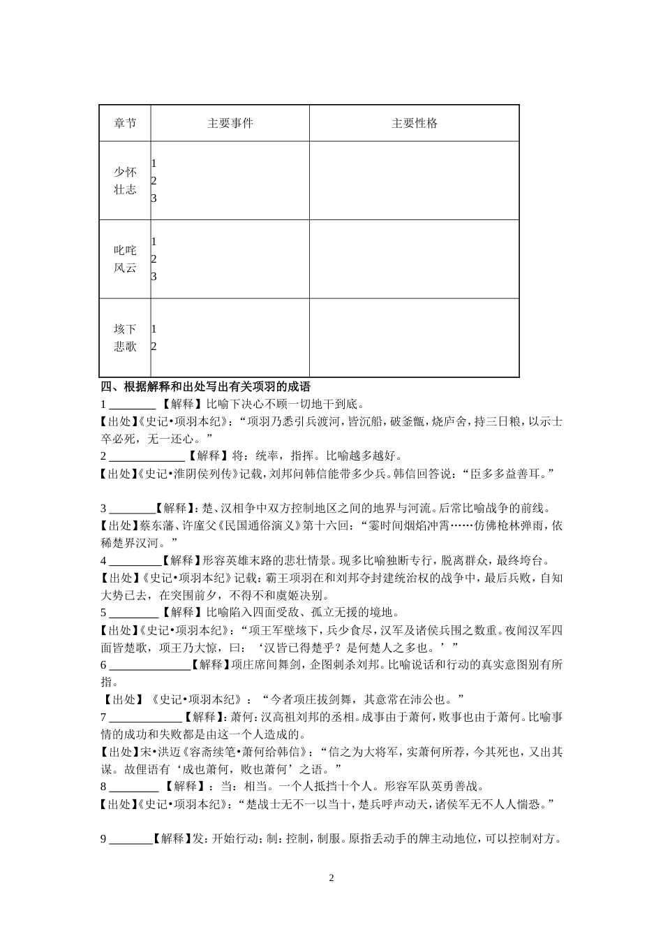 《项羽本纪》导学案学生版_第2页