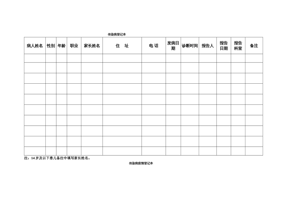 传染病疫情登记本_第1页