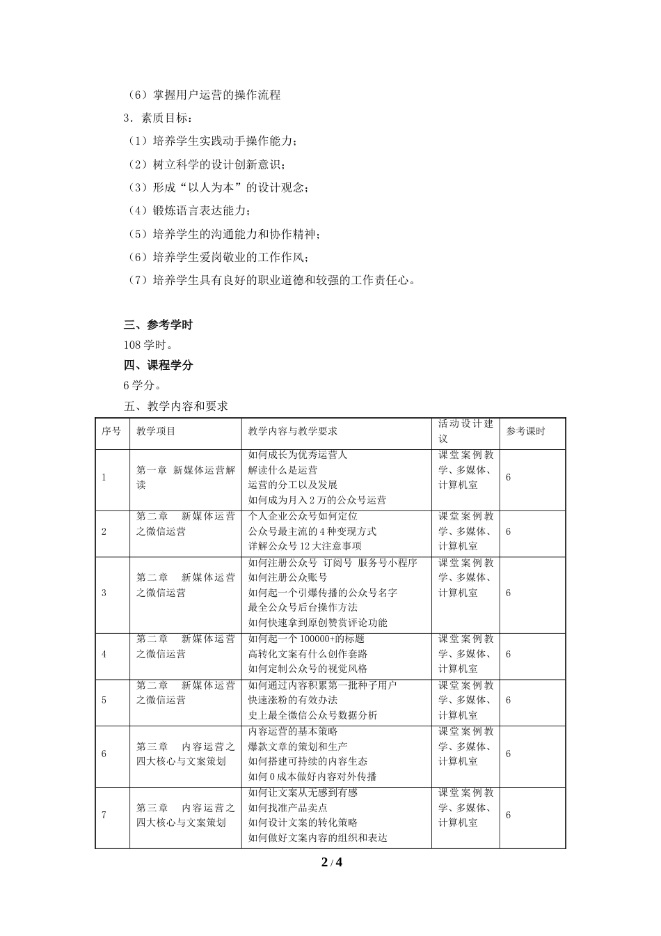 《新媒体运营》课程标准_第2页