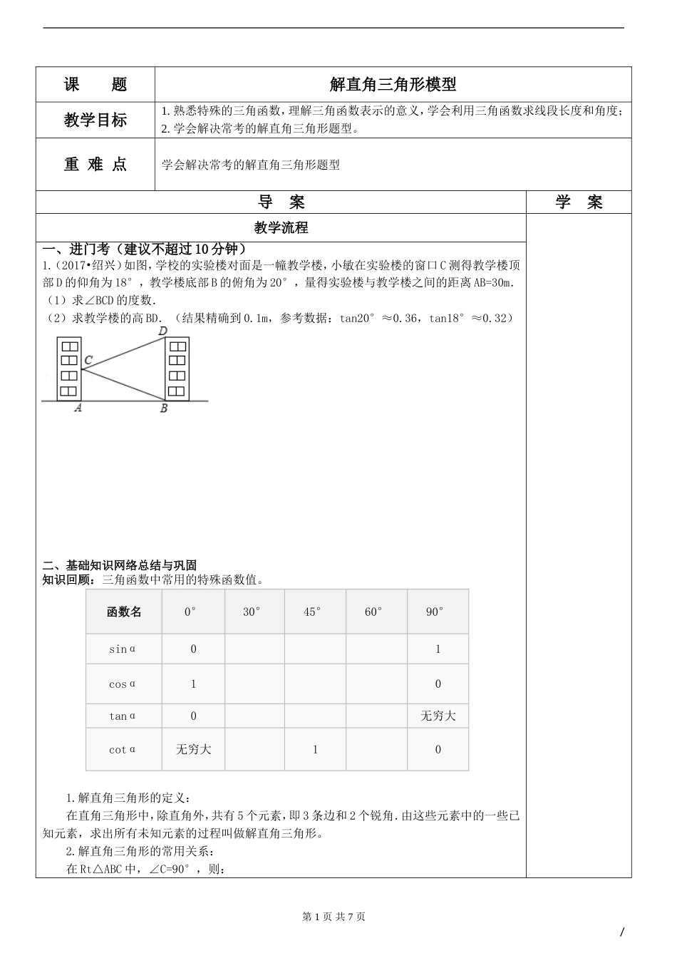 初三解直角三角形基本模型复习_第1页