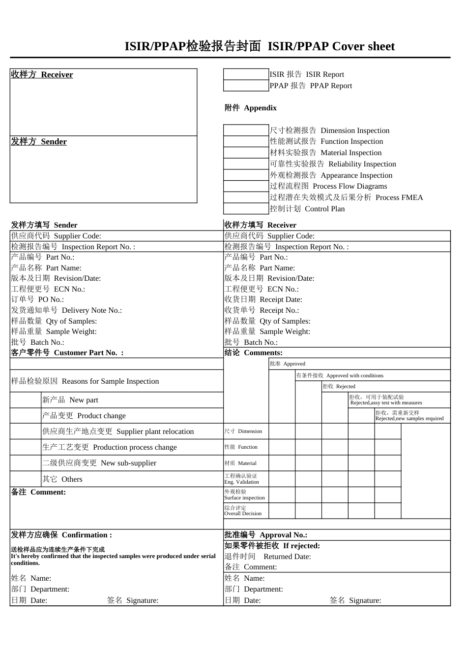 PPAP中英文报告模板1.封面_第1页