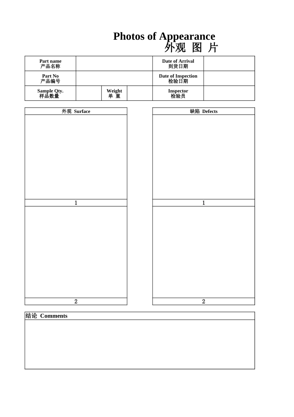 PPAP中英文报告模板3.外观检验报告_第1页