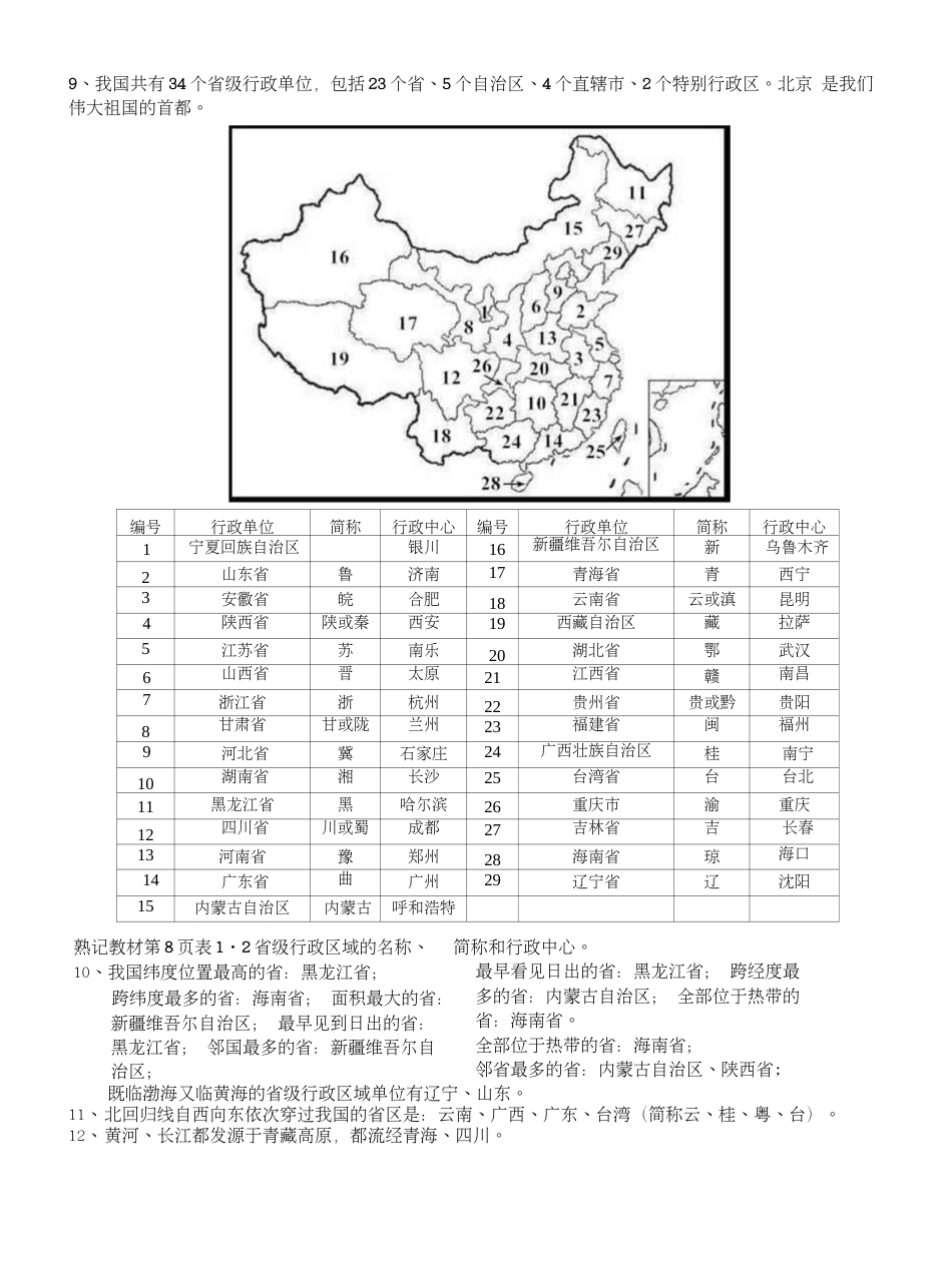 八年级上册地理知识点总结整理_第2页