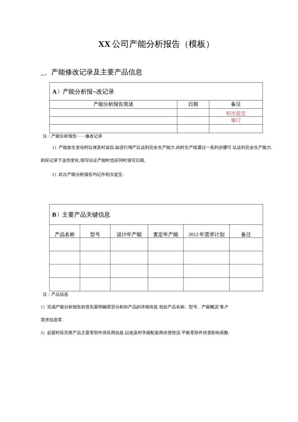 XX公司产能分析报告模板._第1页