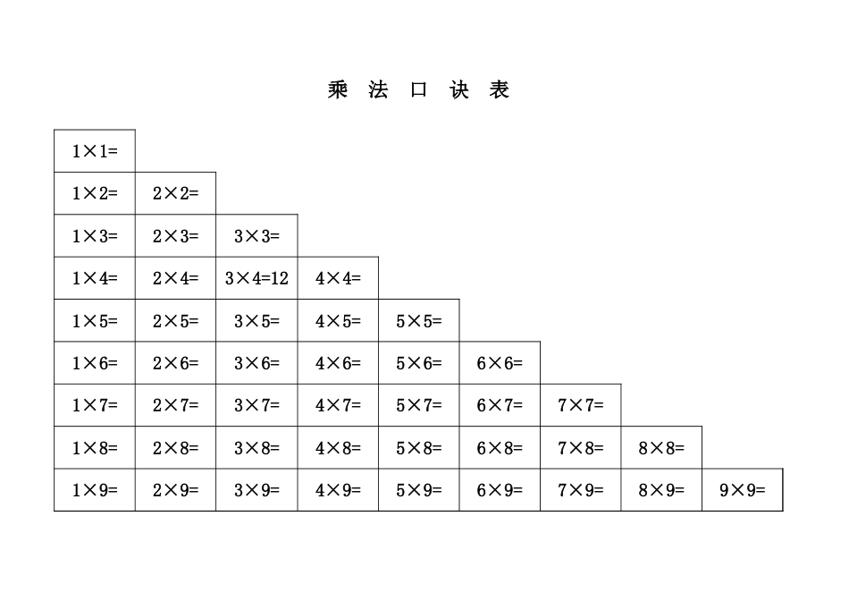 乘法口诀表打印版_第3页