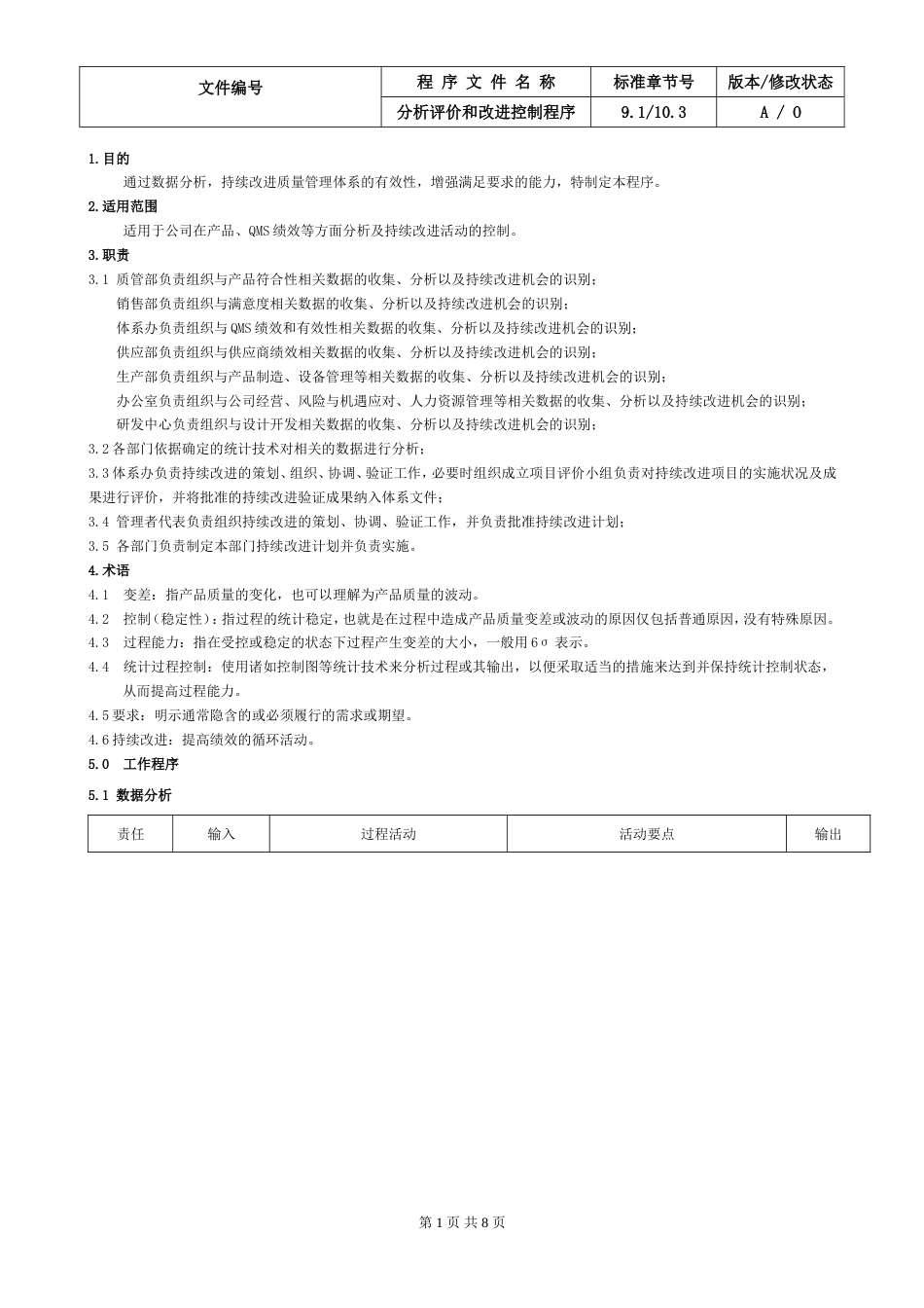 27.IATF16949分析评价和改进控制程序_第1页