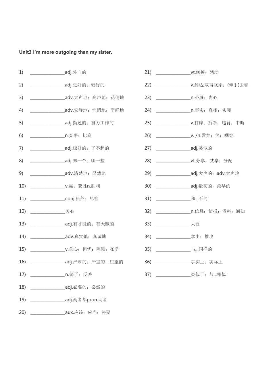 人教版八年级上册英语默写单词表_第3页