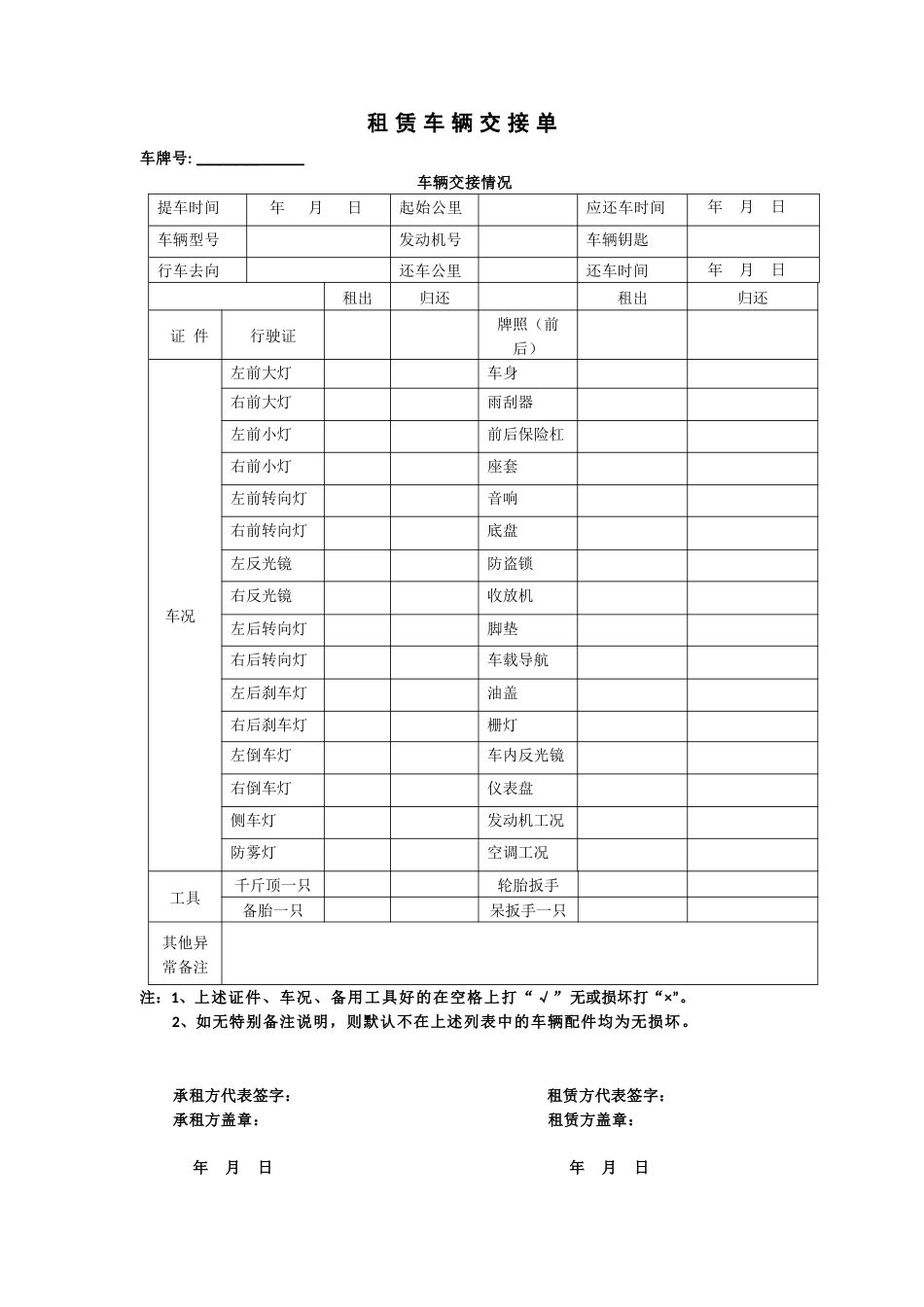 租赁车辆交接范本_第1页