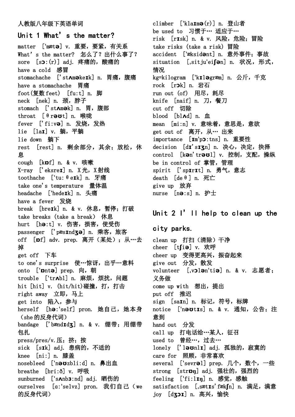 人教版八年级下册英语单词表(带音标)_第1页