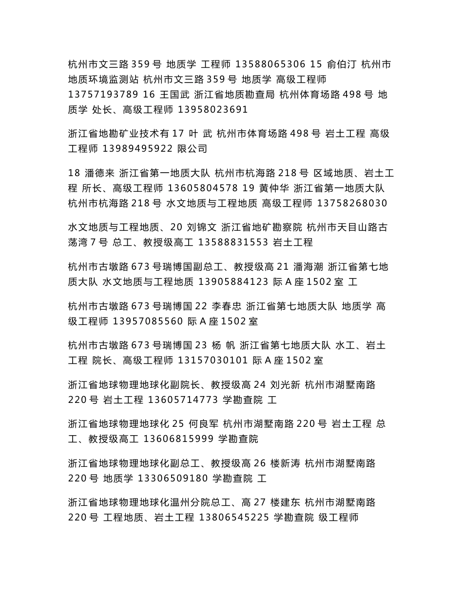 浙江省地质灾害防治专家库专家基本信息表（按行政区域排列）_第2页