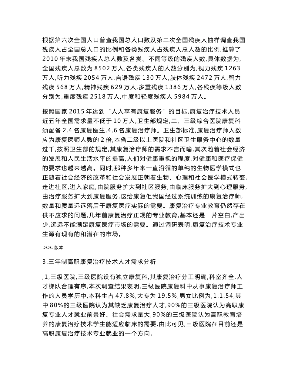 康复专业人才需求调研报告书_第3页