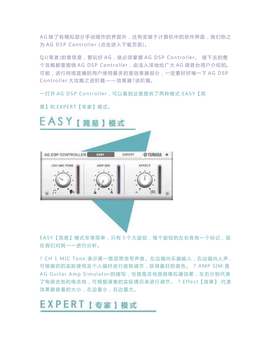 Yamaha雅马哈AG03-AG06 DSP Controller 使用指南_第2页