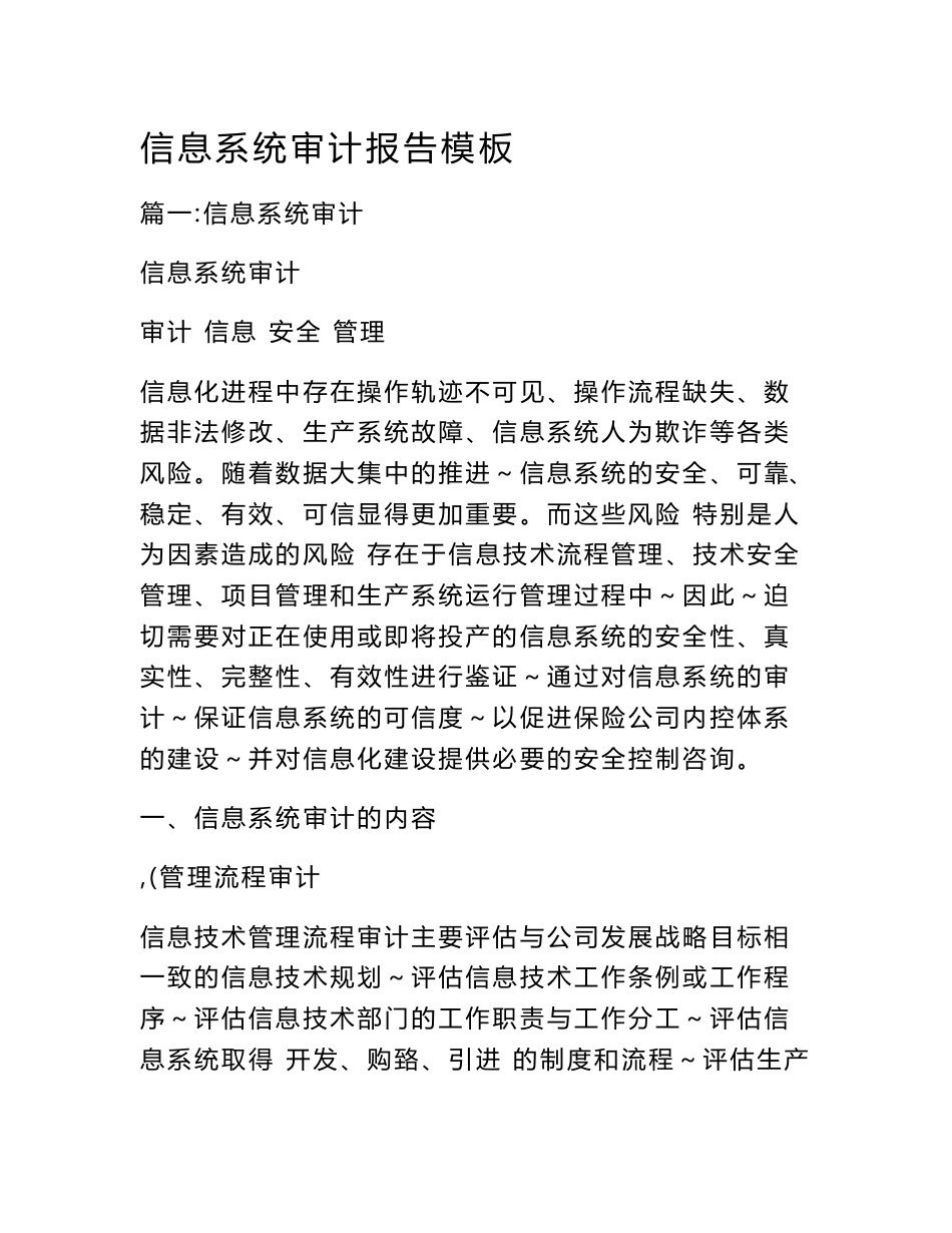 信息系统审计报告模板_第1页