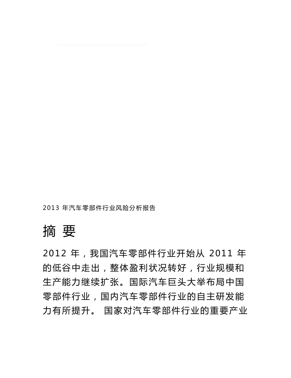 2013年汽车零部件行业风险分析报告综述_第2页