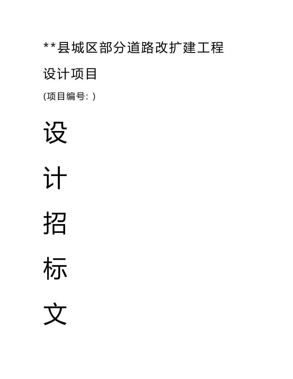 某县城区部分道路改扩建工程设计招标文件_第1页