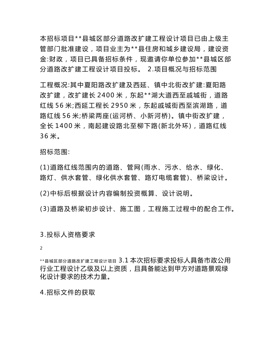 某县城区部分道路改扩建工程设计招标文件_第3页