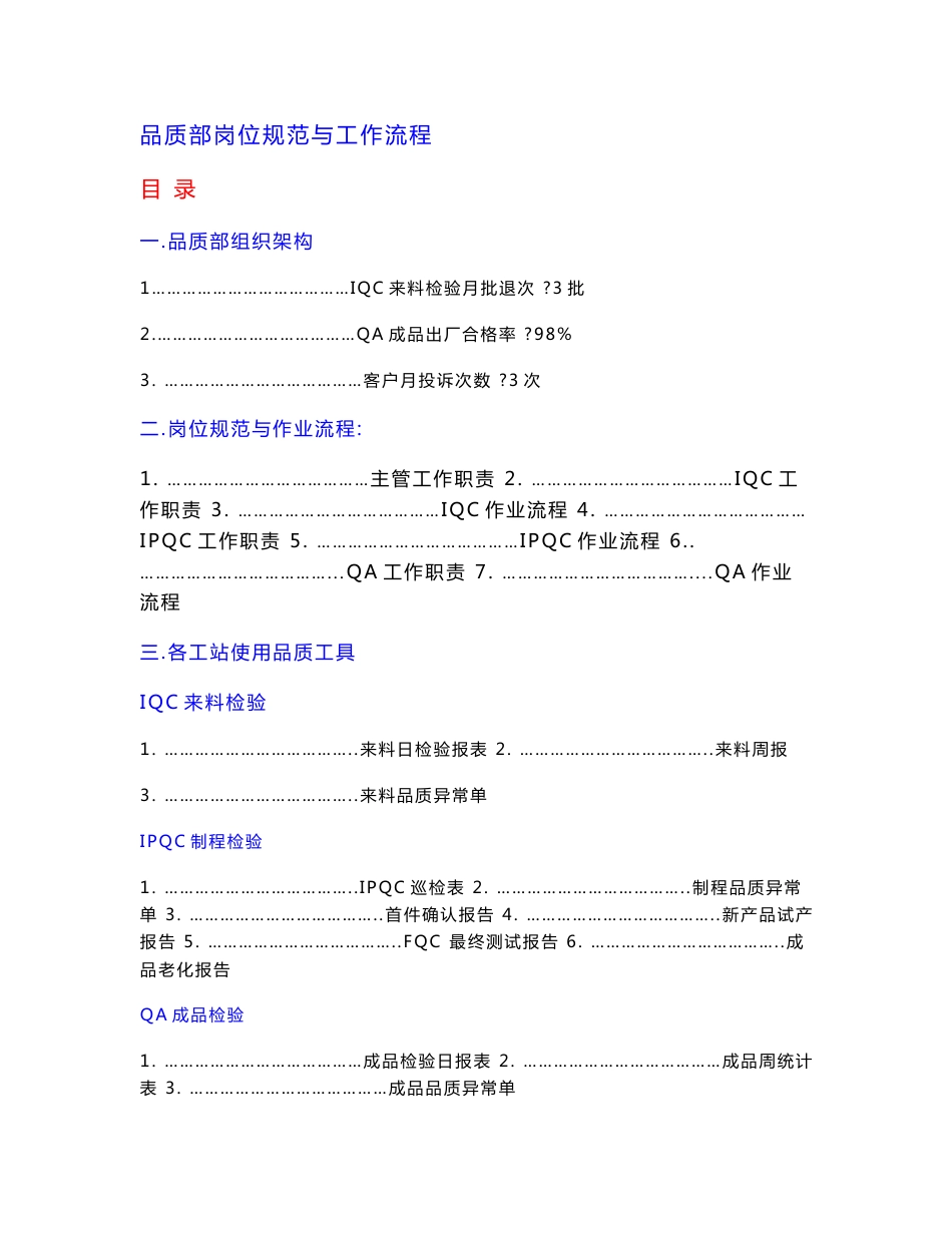 品质部职责与程序文件_第1页