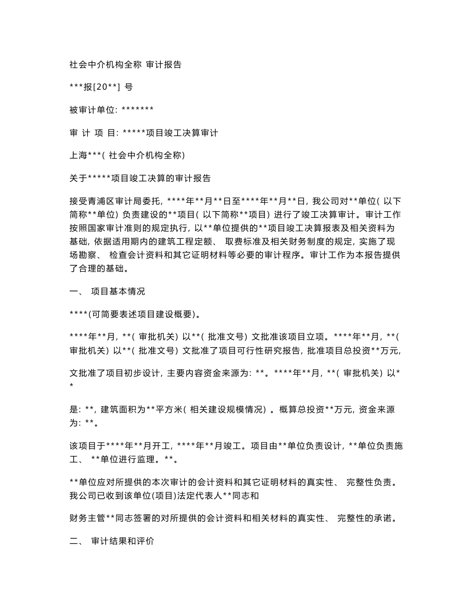 建设项目审计报告_第1页
