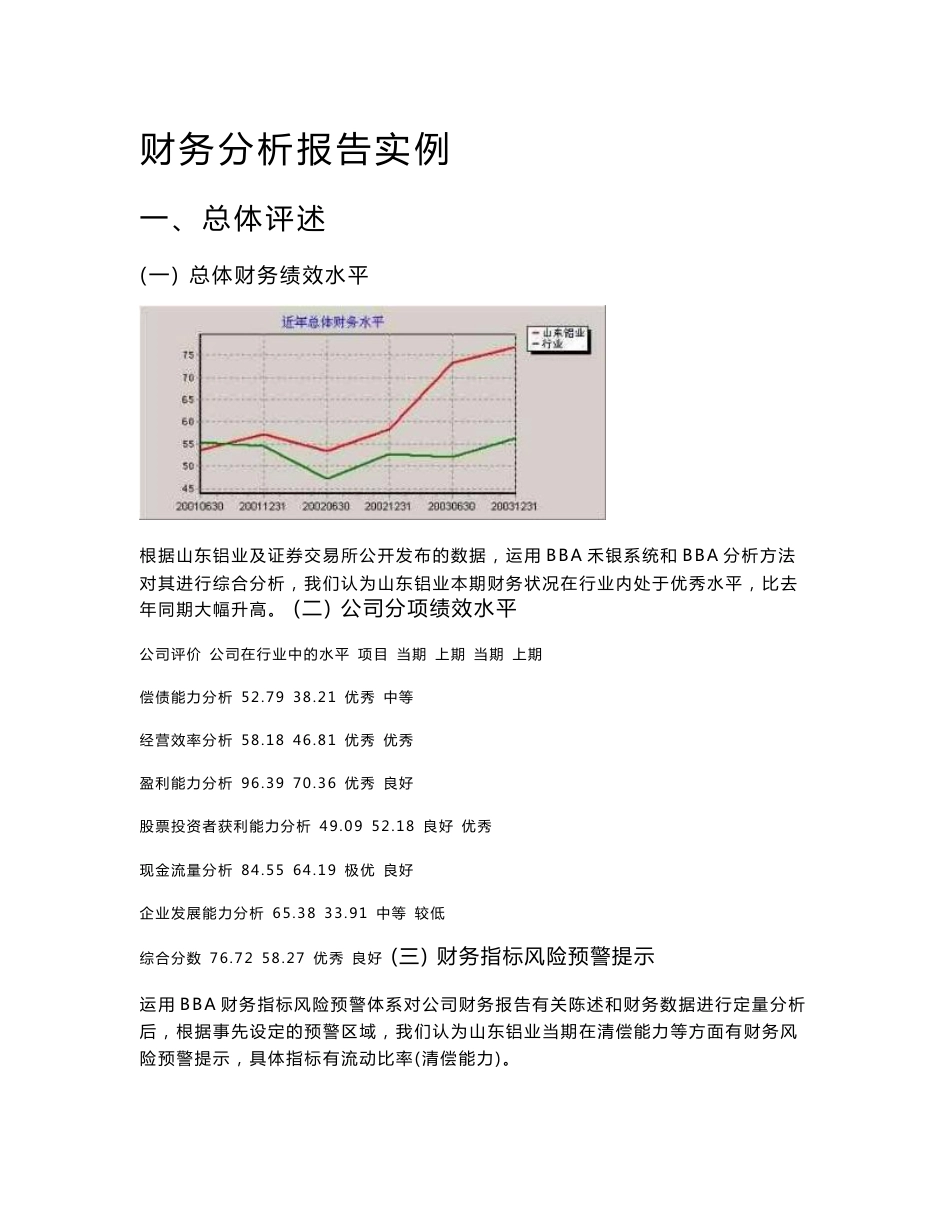 财务分析报告实例财务报表分析报告实例_第1页