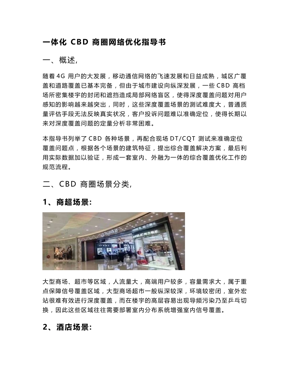 4G优化案例：一体化CBD商圈LTE网络优化指导书_第1页