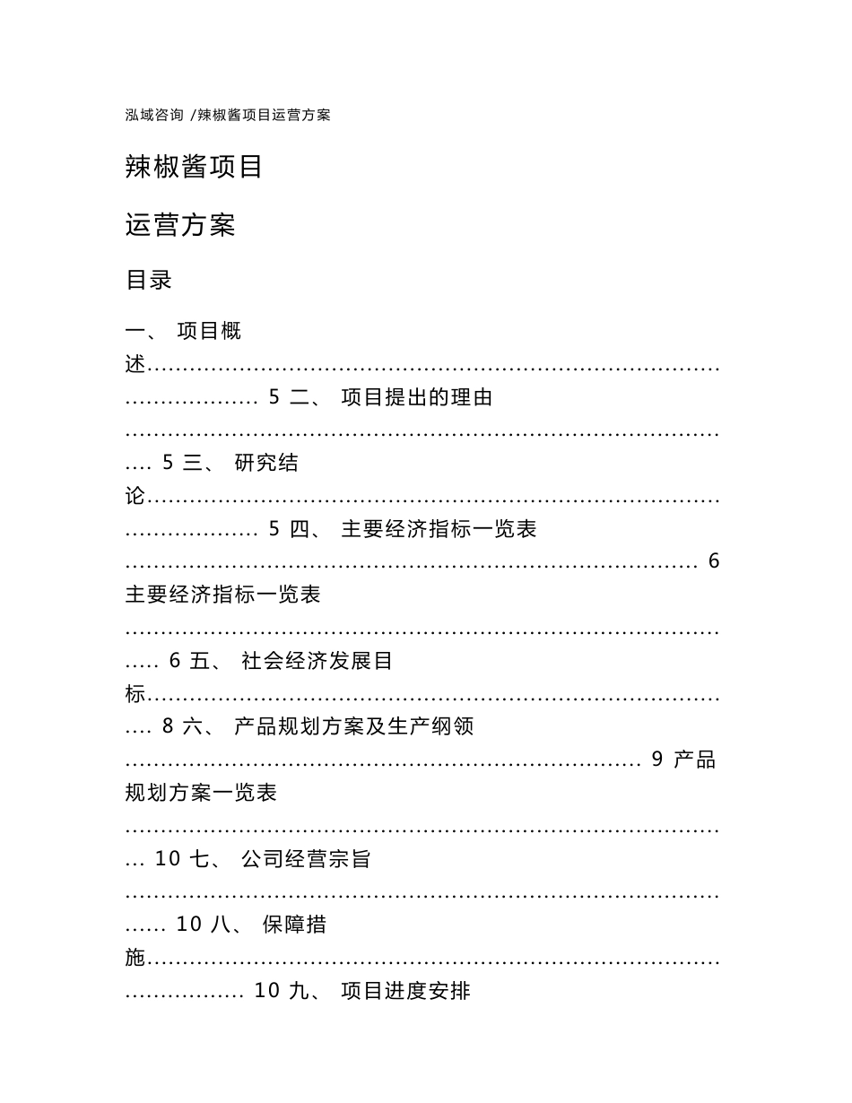 辣椒酱项目运营方案（参考范文）_第1页