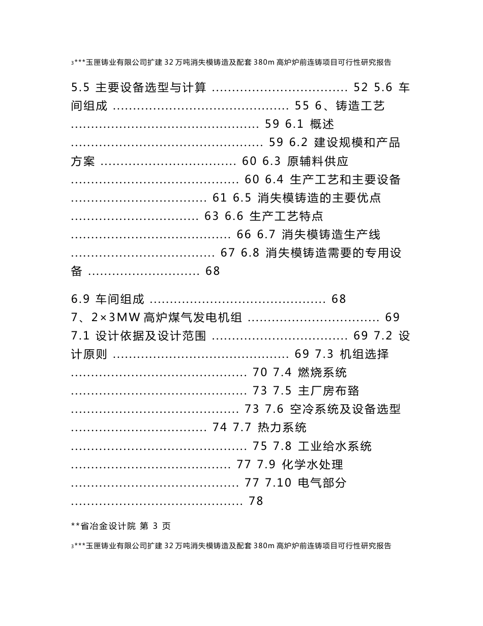 某铸业有限公司扩建32万吨消失模铸造及配套380立方米高炉炉前连铸项目可行性研究报告_第3页