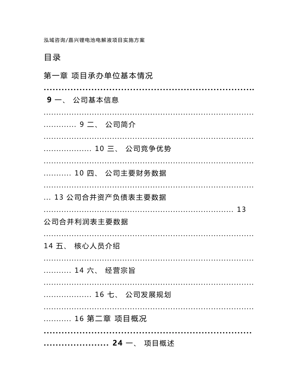 嘉兴锂电池电解液项目实施方案_第1页