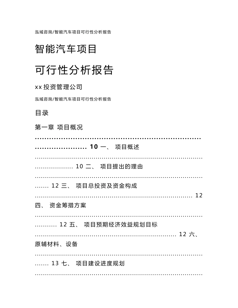 智能汽车项目可行性分析报告_第1页
