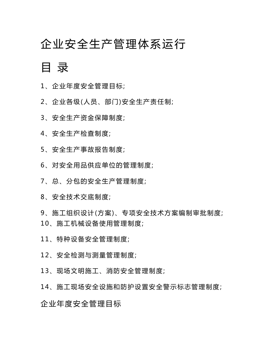 企业安全生产管理体系运行资料_第1页