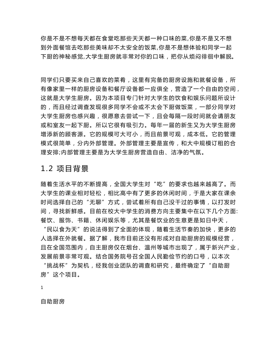 自助厨房项目创业策划书_第3页